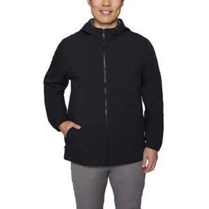 Voyager Black Raincoat with Hood and Full-Length Zipper